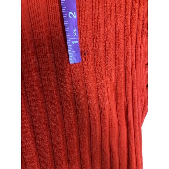 Milly Persimmon Dress Ribbed Sleeveless V-Neck Asymmetrical Wrap Orange Small - Picture 6 of 10